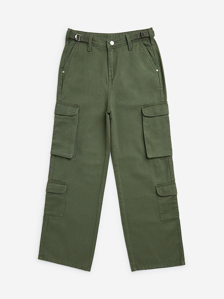 Y&F Kids Olive High-Rise Cotton Pants