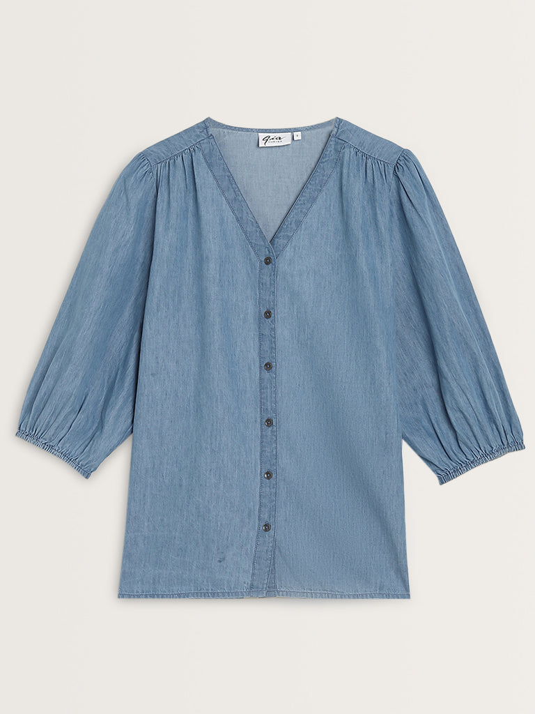 Gia Blue Denim Blouse