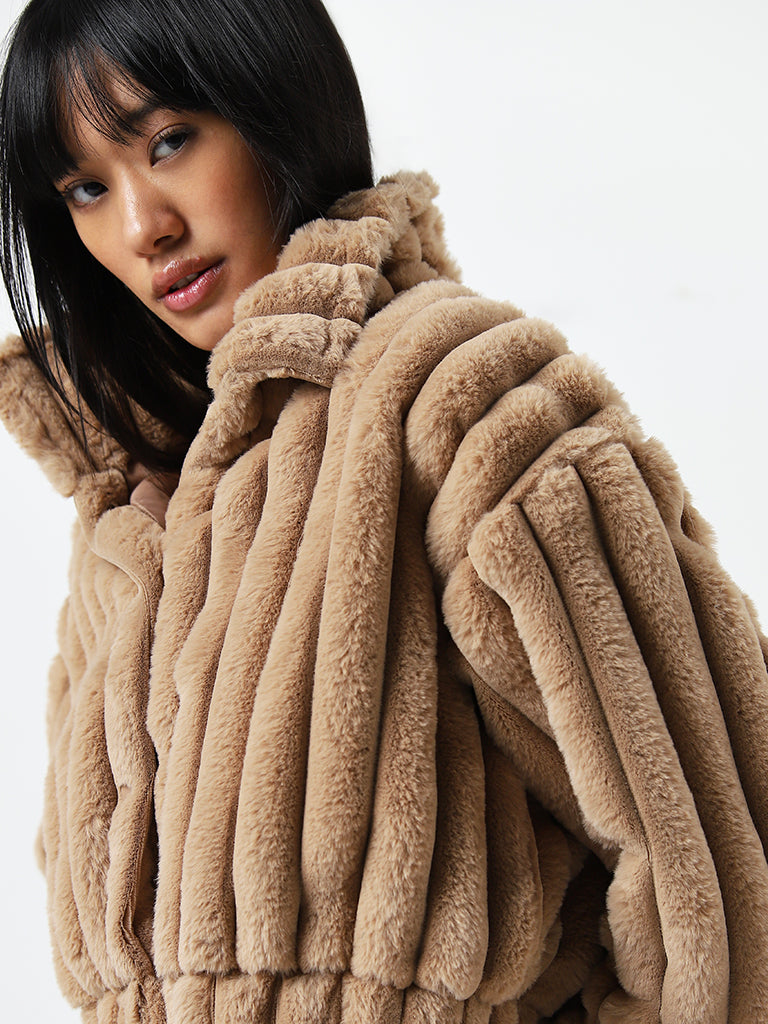 Nuon Beige Faux-Fur Jacket