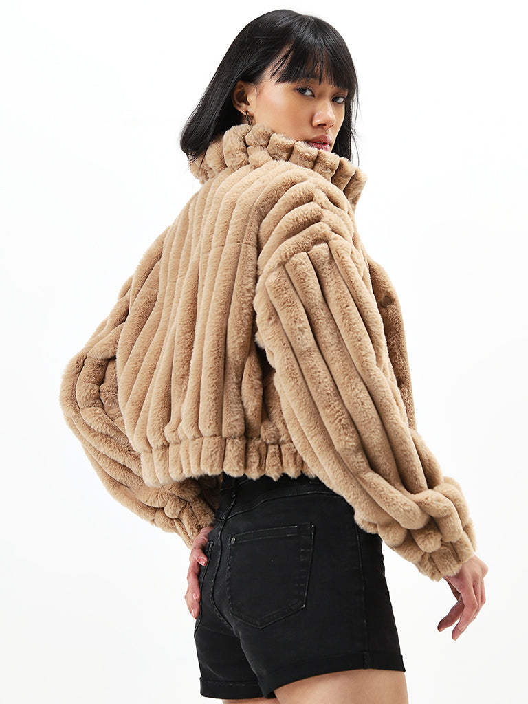 Nuon Beige Faux-Fur Jacket