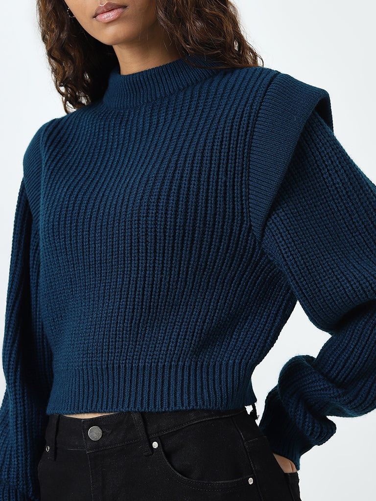 Nuon Teal Knit Textured Sweater