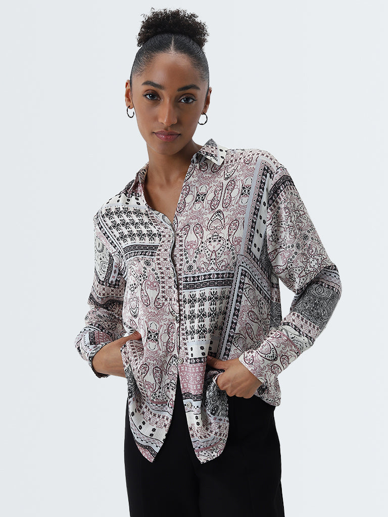 Wardrobe Dusty Pink Paisley Design Shirt