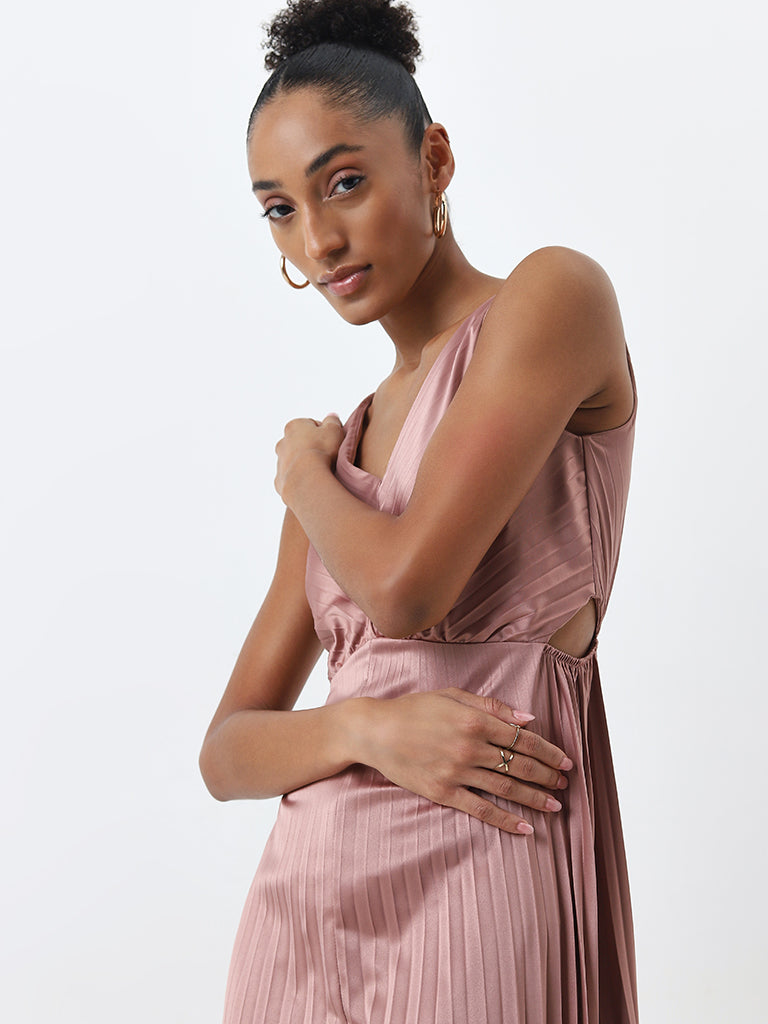 Wardrobe Dusty Pink Cut-Out Detailed A-Line Dress