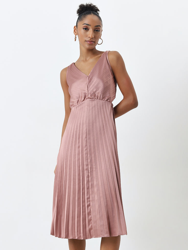 Wardrobe Dusty Pink Cut-Out Detailed A-Line Dress