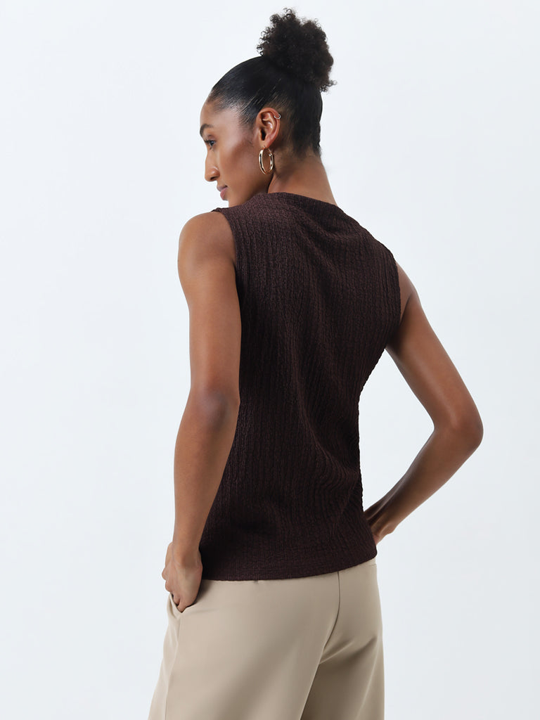 Wardrobe Dark Brown Self-Textured Top