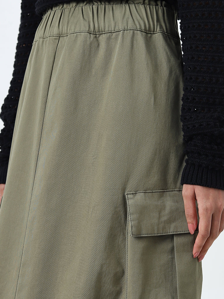 LOV Olive Cargo-Style High-Rise Skirt