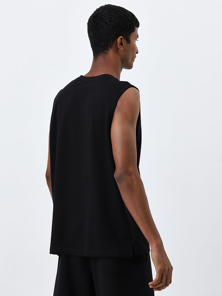 Studiofit Black Solid Relaxed-Fit T-Shirt