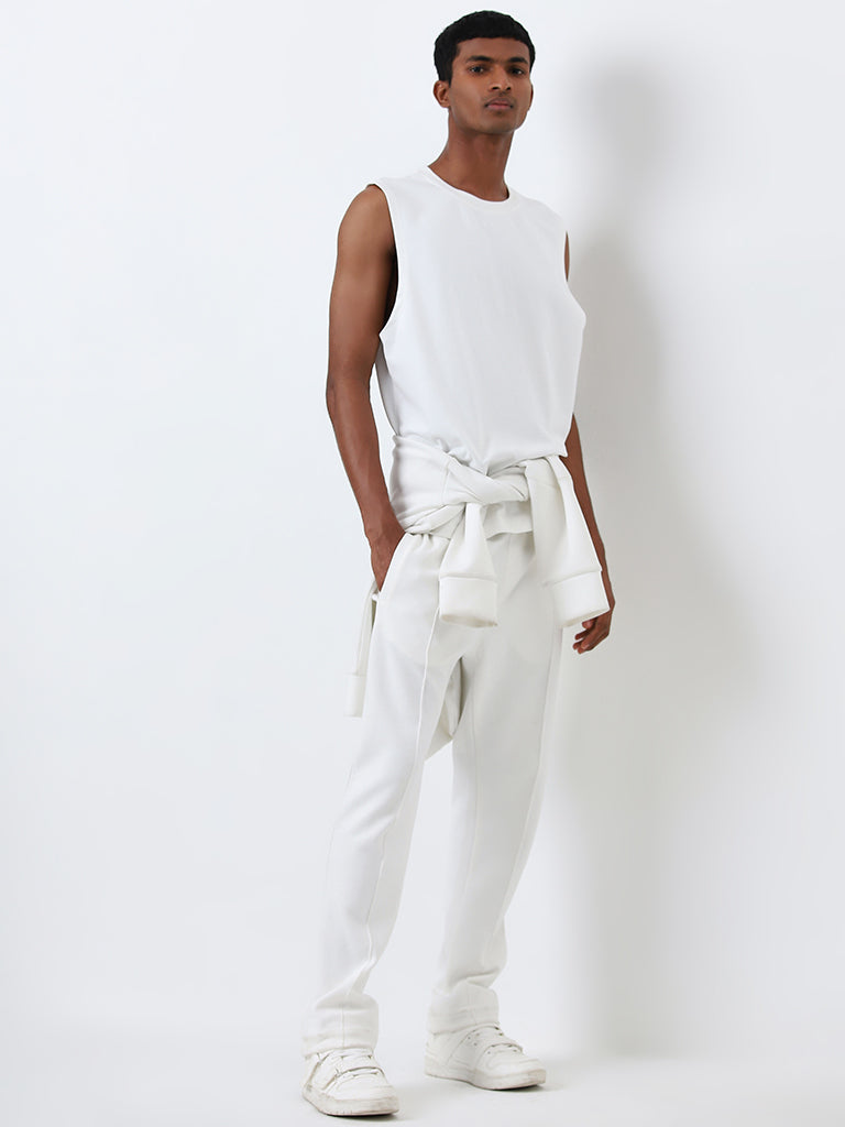 Studiofit White Solid Relaxed-Fit T-Shirt