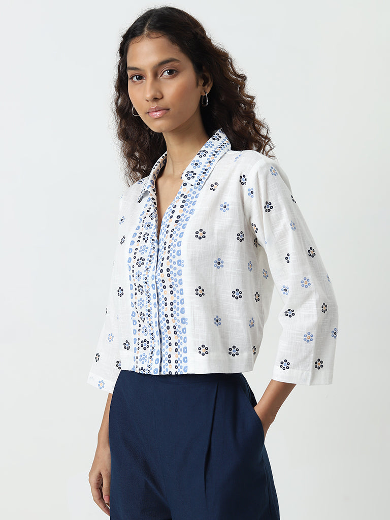 Bombay Paisley White Printed Cotton Shirt