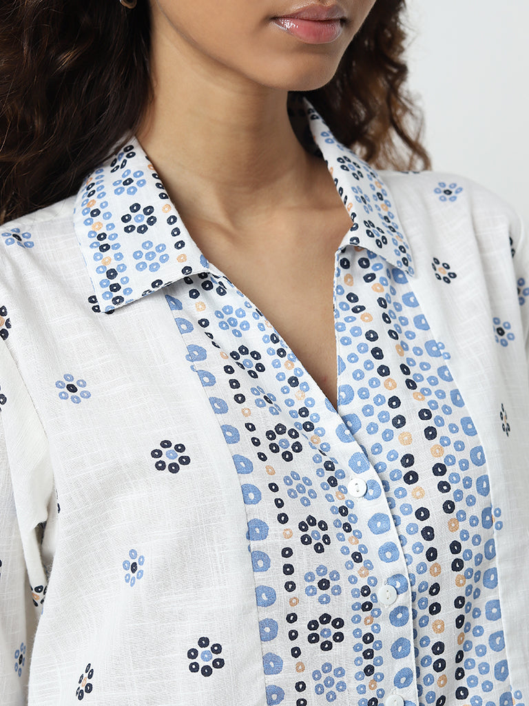 Bombay Paisley White Printed Cotton Shirt