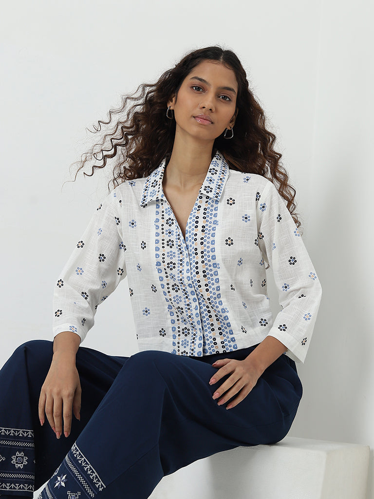 Bombay Paisley White Printed Cotton Shirt