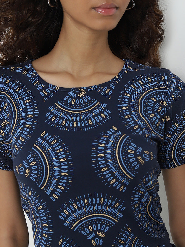 Bombay Paisley Navy Patterned Cotton Top