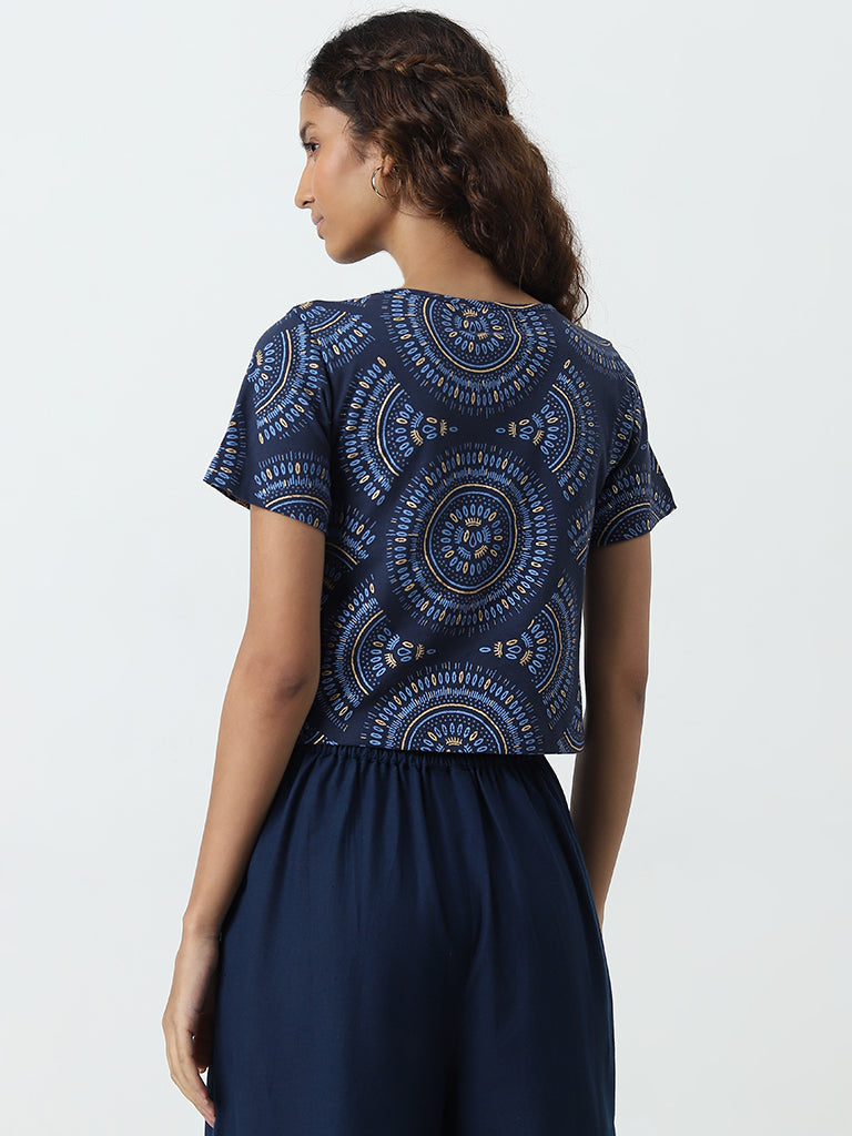 Bombay Paisley Navy Patterned Cotton Top