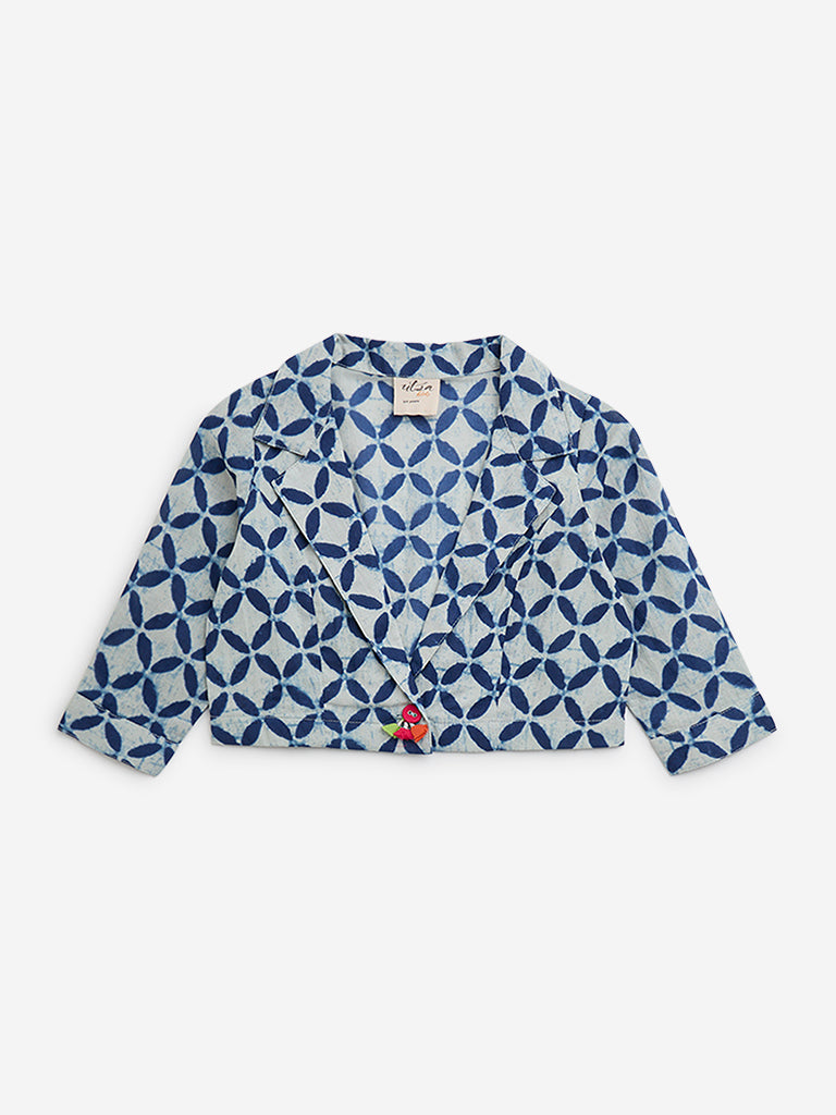 Utsa Kids Indigo Block Printed Cotton Ethnic Jacket (2 to 8 years)