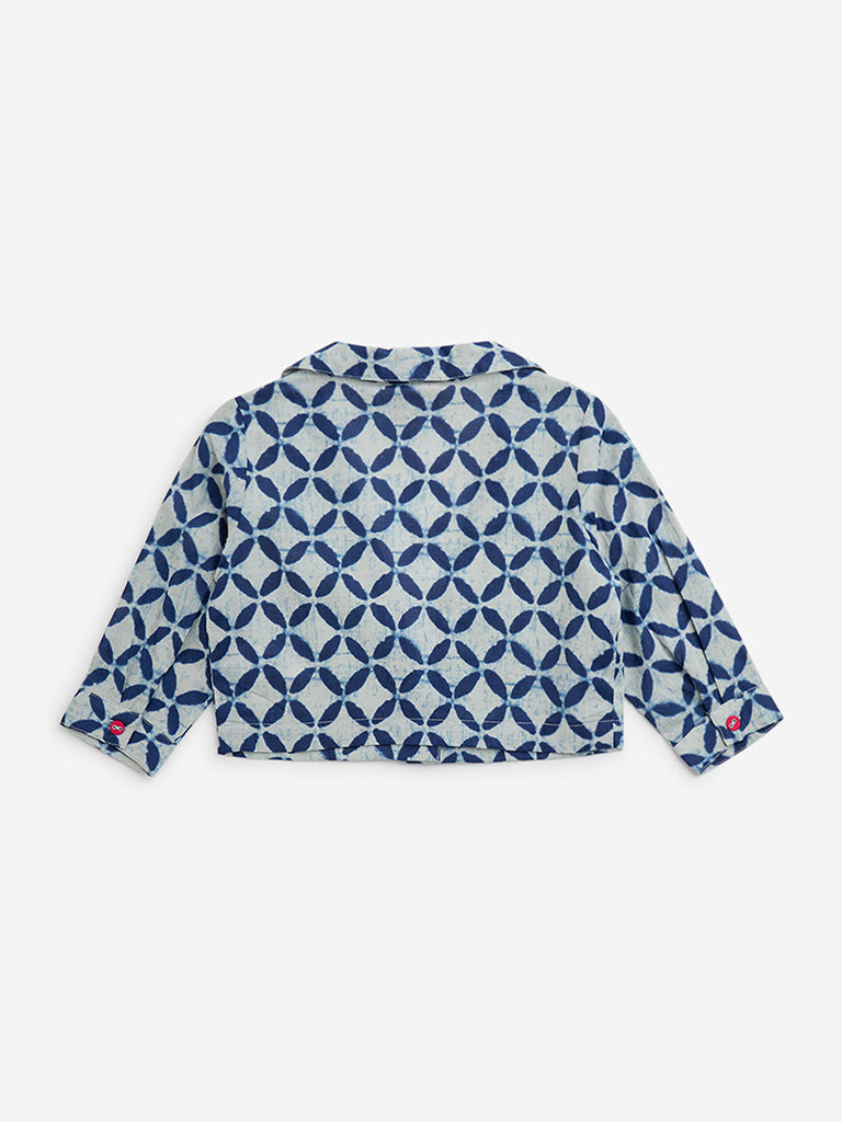 Utsa Kids Indigo Block Printed Cotton Ethnic Jacket (2 to 8 years)