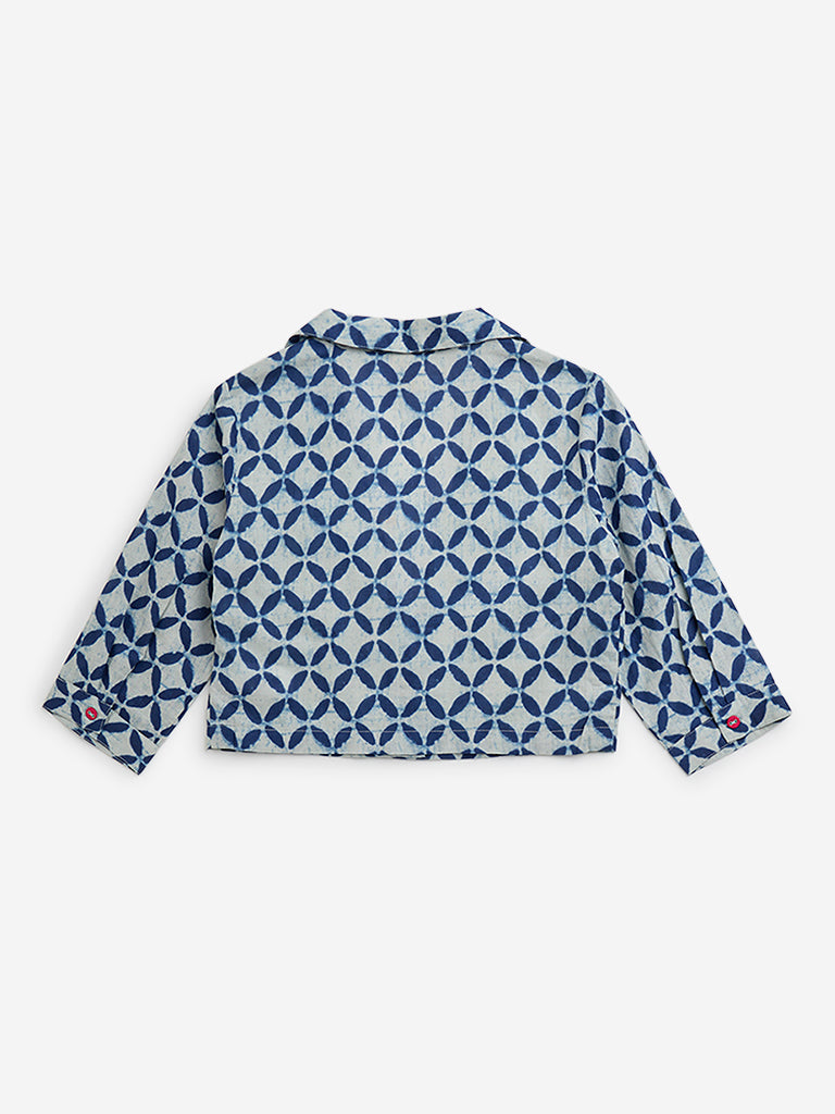 Utsa Kids Indigo Block Printed Cotton Ethnic Jacket (2 to 8 years)