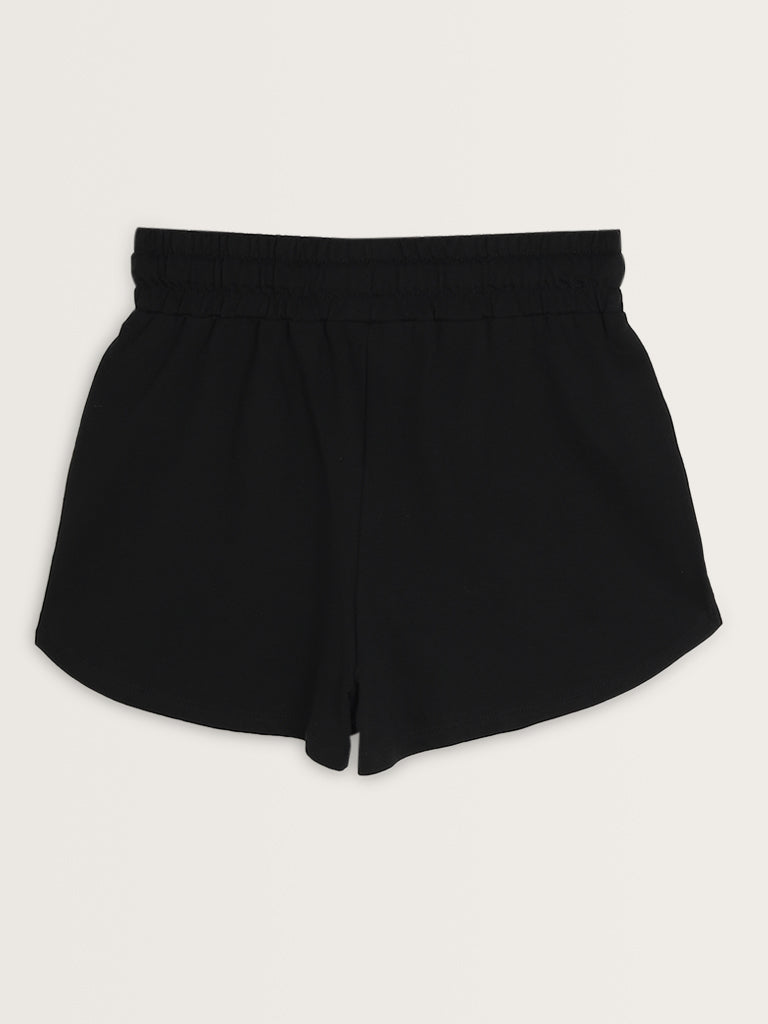 Superstar Black High-Rise Cotton Shorts