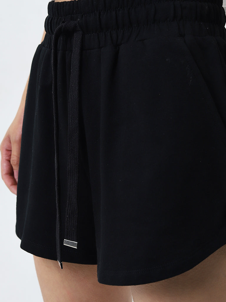 Superstar Black High-Rise Cotton Shorts