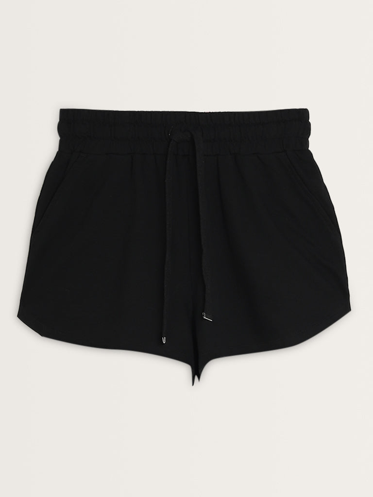 Superstar Black High-Rise Cotton Shorts