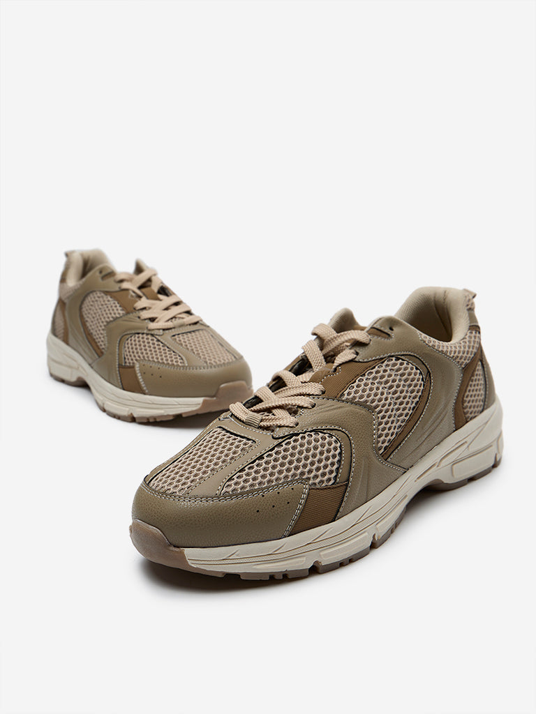 SOLEPLAY Taupe Mesh-Detailed Sneakers