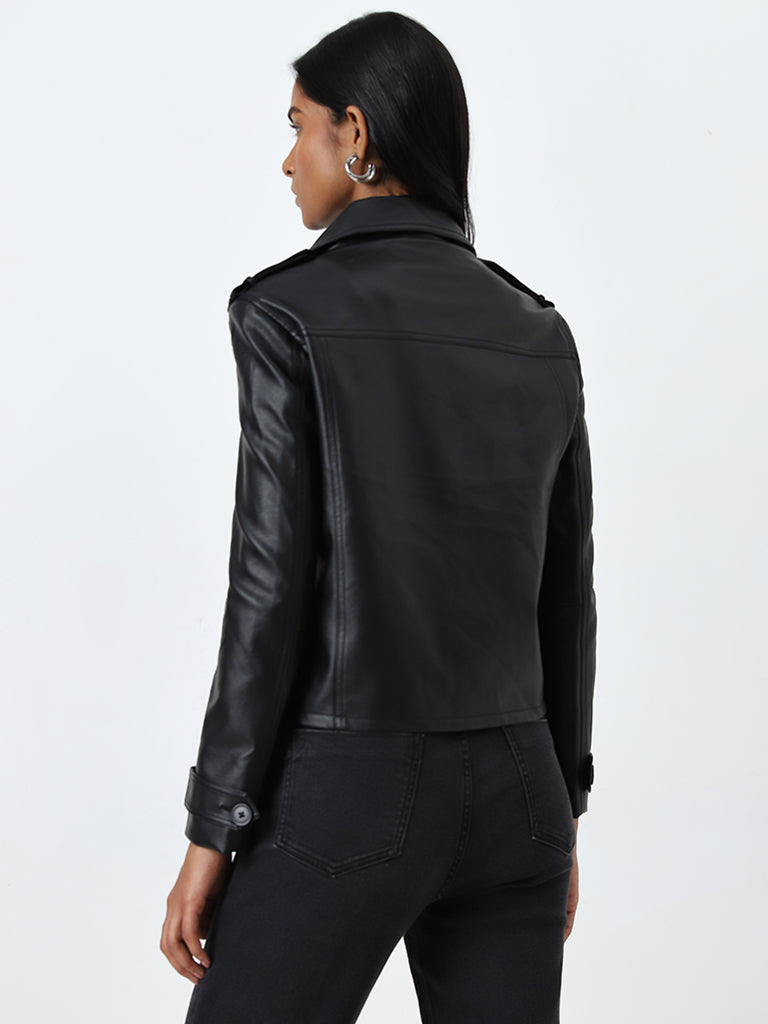 LOV Black Faux-Leather Jacket