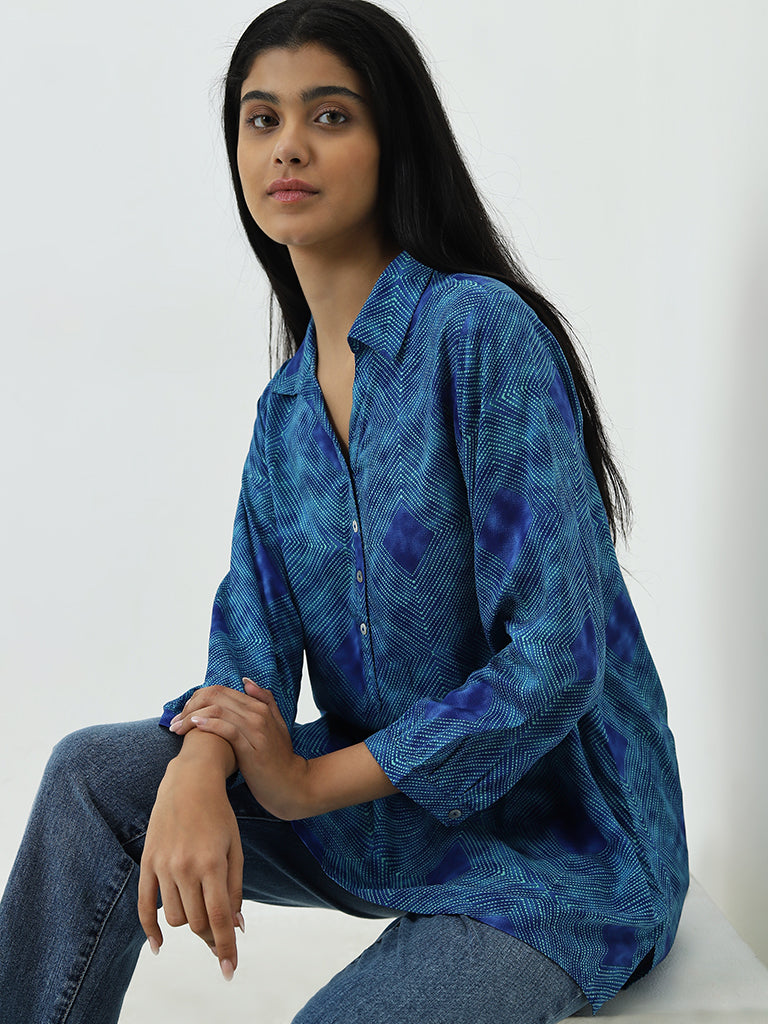 Utsa Blue Bandhani Printed Tunic