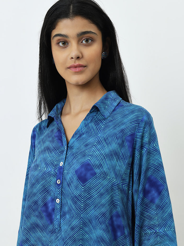 Utsa Blue Bandhani Printed Tunic