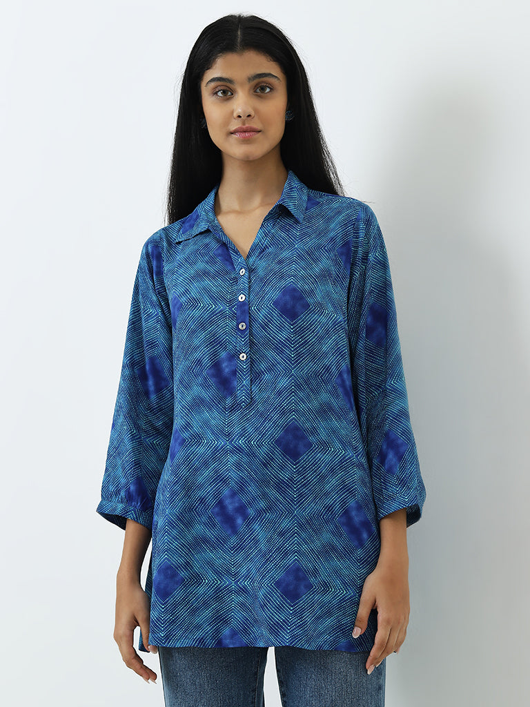 Utsa Blue Bandhani Printed Tunic