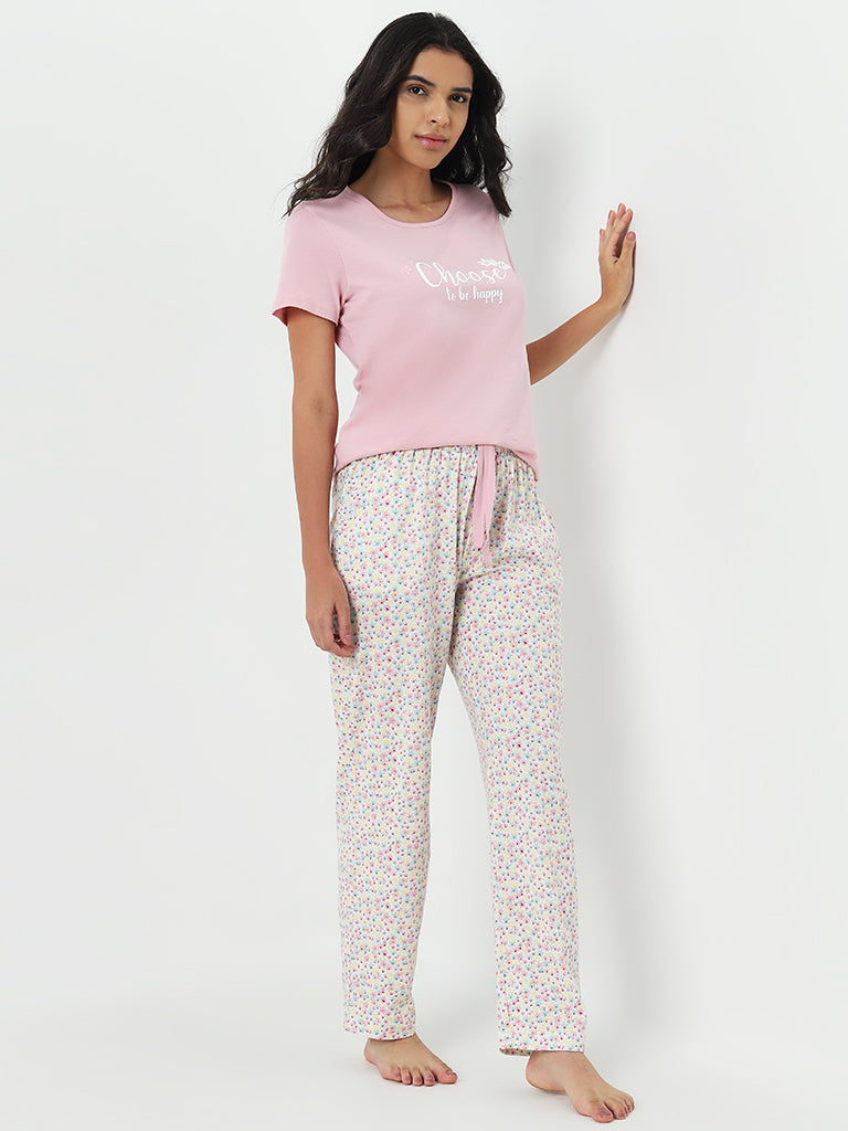 Wunderlove Multicolour Printed High-Rise Cotton Pyjamas