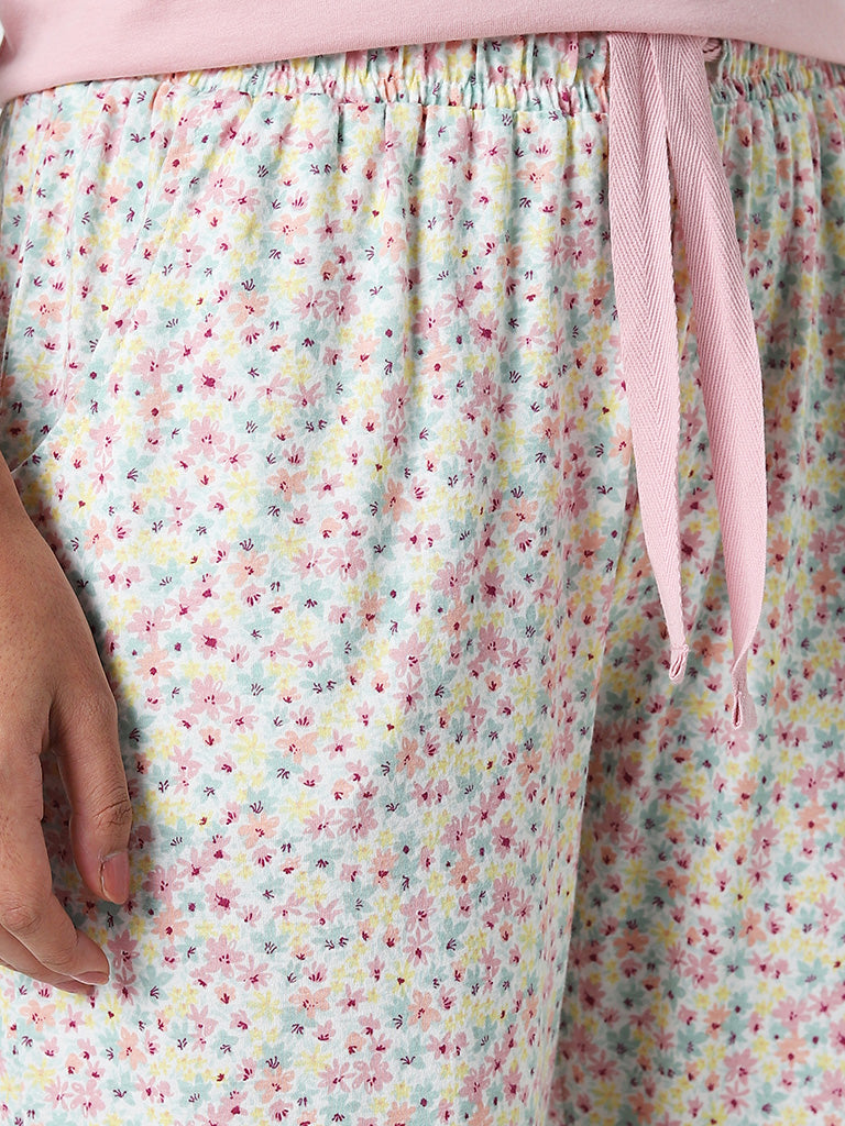 Wunderlove Multicolour Printed High-Rise Cotton Pyjamas