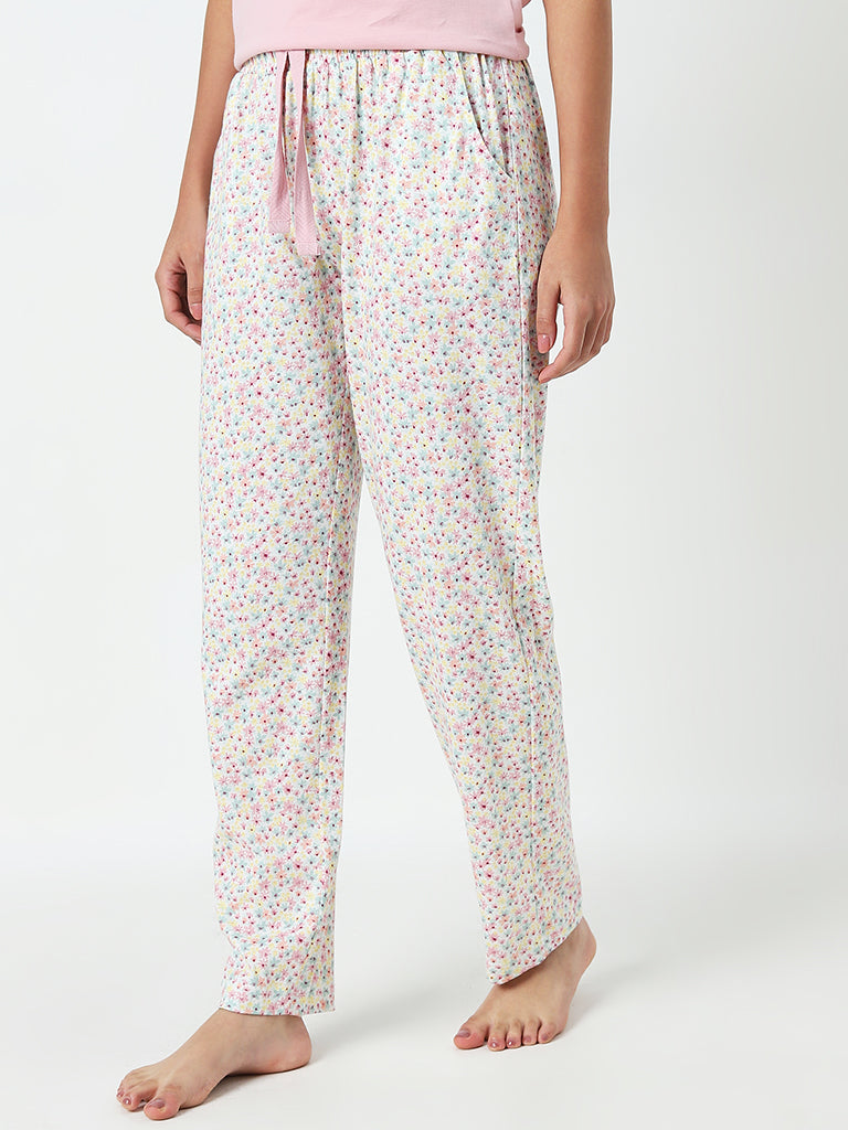 Wunderlove Multicolour Printed High-Rise Cotton Pyjamas