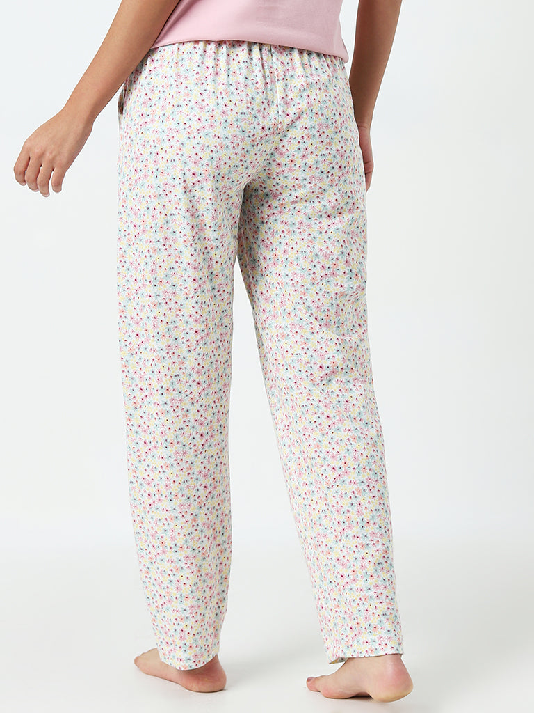 Wunderlove Multicolour Printed High-Rise Cotton Pyjamas