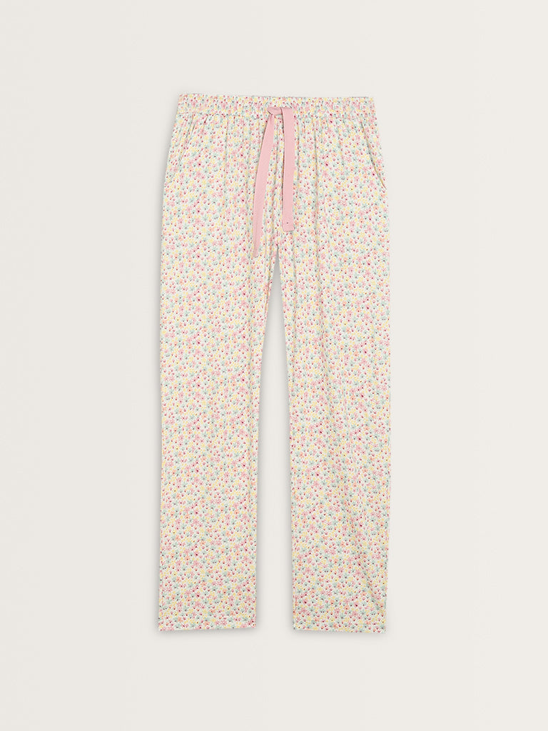 Wunderlove Multicolour Printed High-Rise Cotton Pyjamas