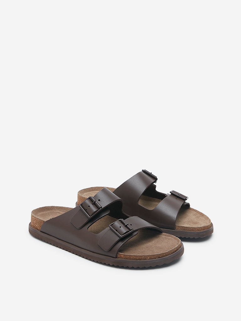 SOLEPLAY Dark Brown Slip-On Comfort Sandals