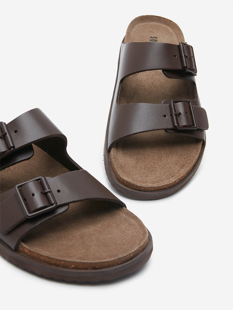 SOLEPLAY Dark Brown Slip-On Comfort Sandals