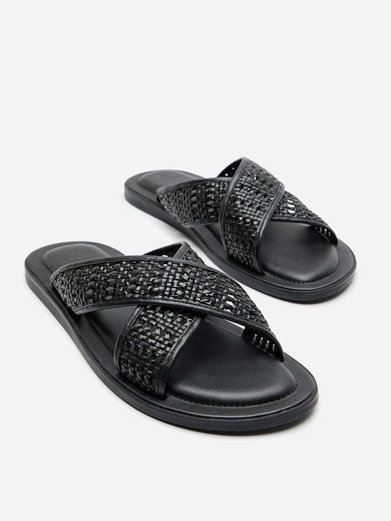 SOLEPLAY Black Criss-Cross Slides