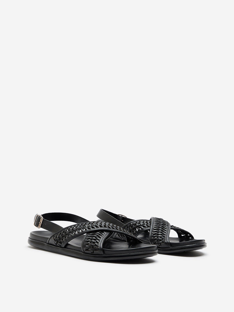 SOLEPLAY Black Criss-Cross Slingback Sandals