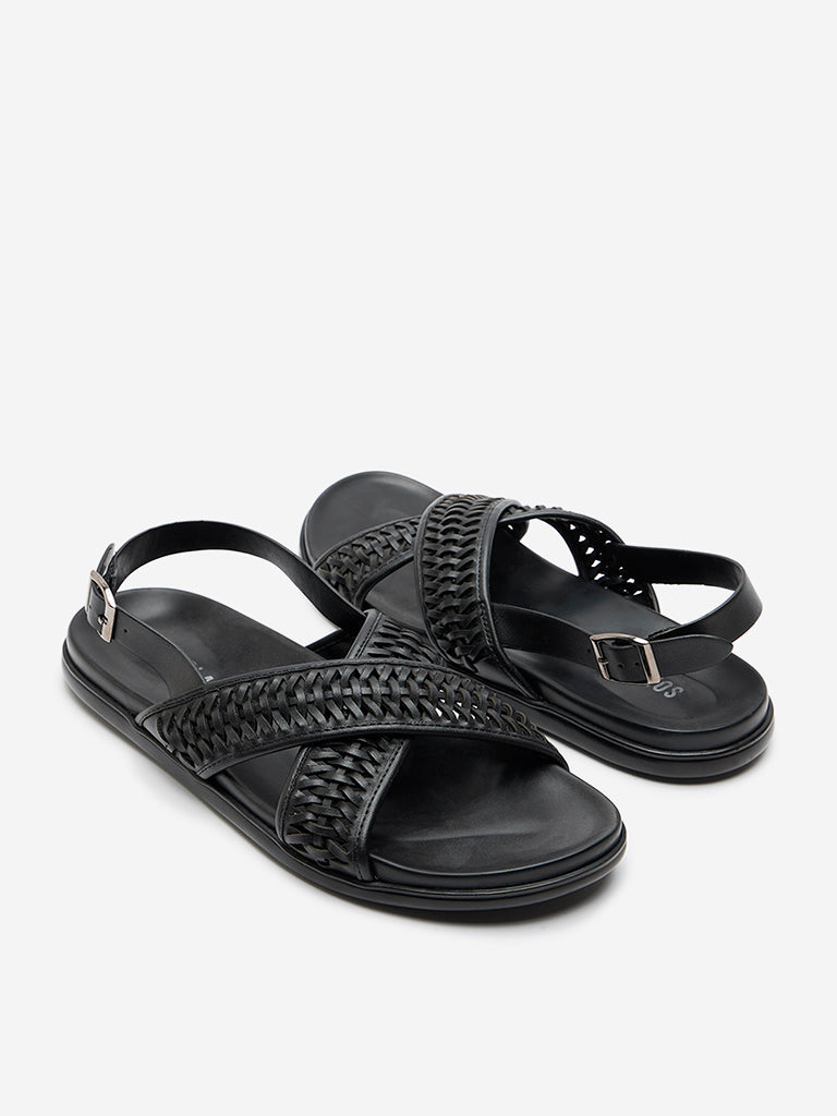 SOLEPLAY Black Criss-Cross Slingback Sandals