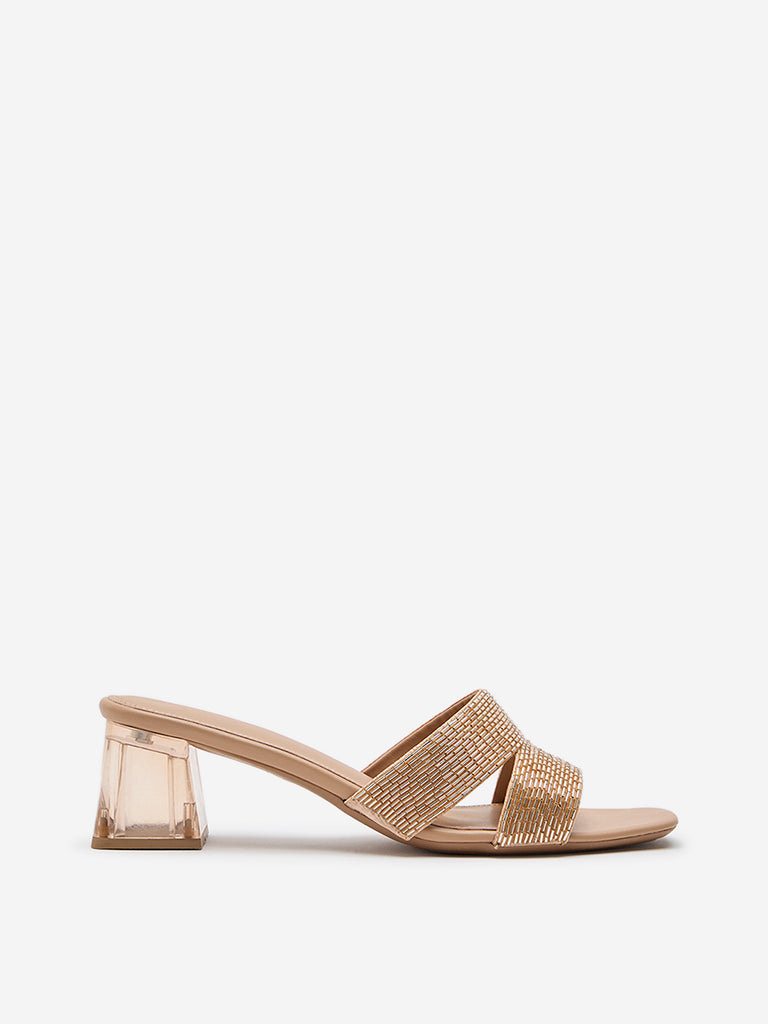 Gold mule sandals online