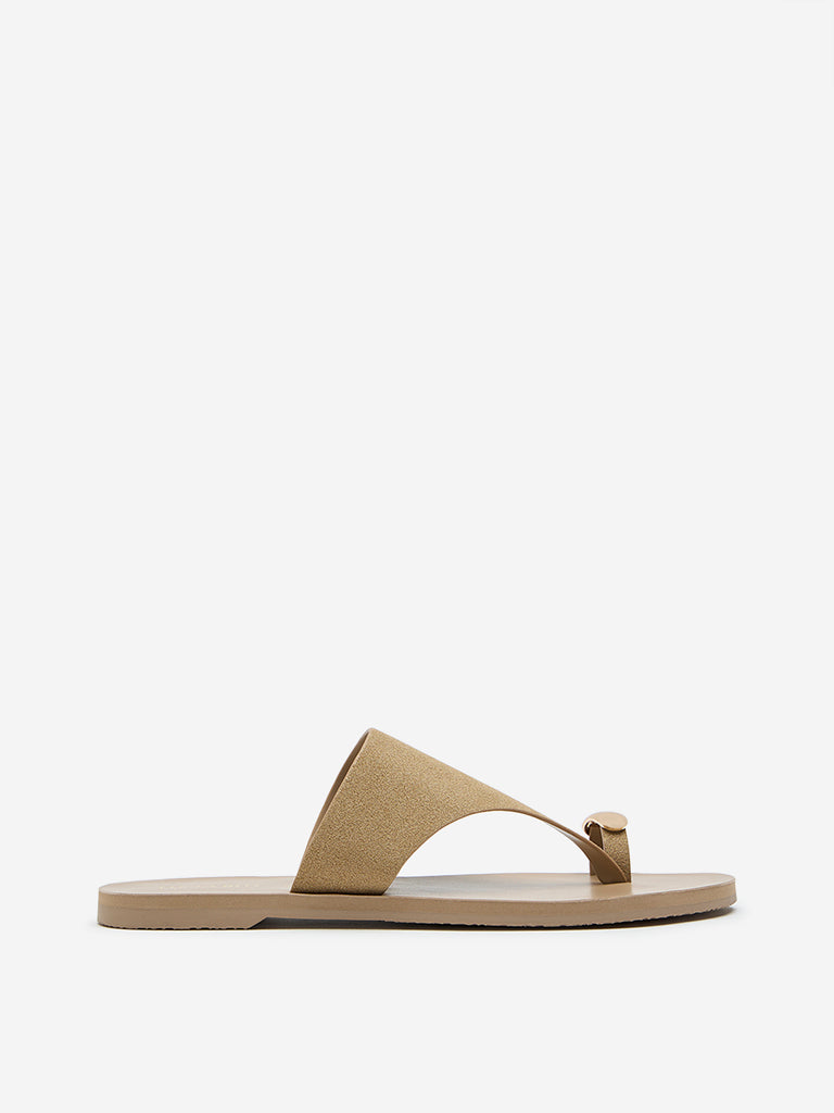 LUNA BLU Olive Toe-Ring Suede Sandals