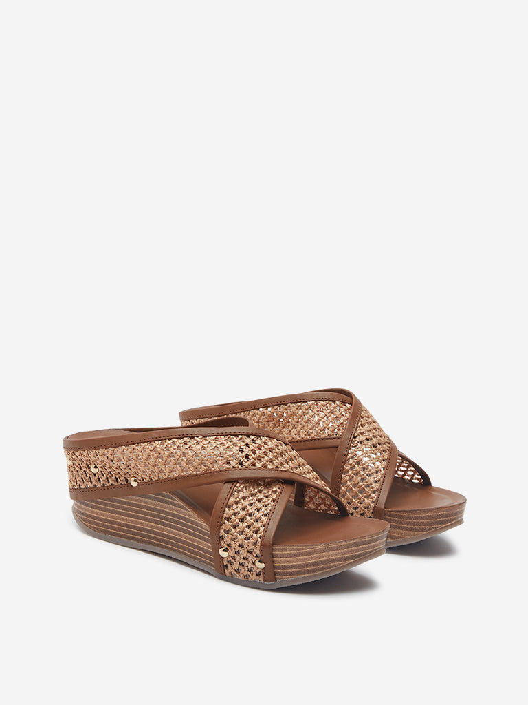 LUNA BLU Brown Wedge Heel Sandals