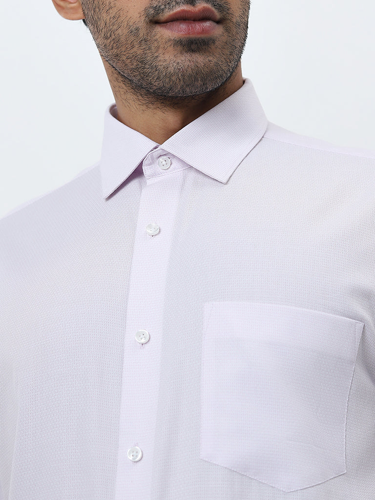 WES Formals Light Pink Slim-Fit Cotton Shirt