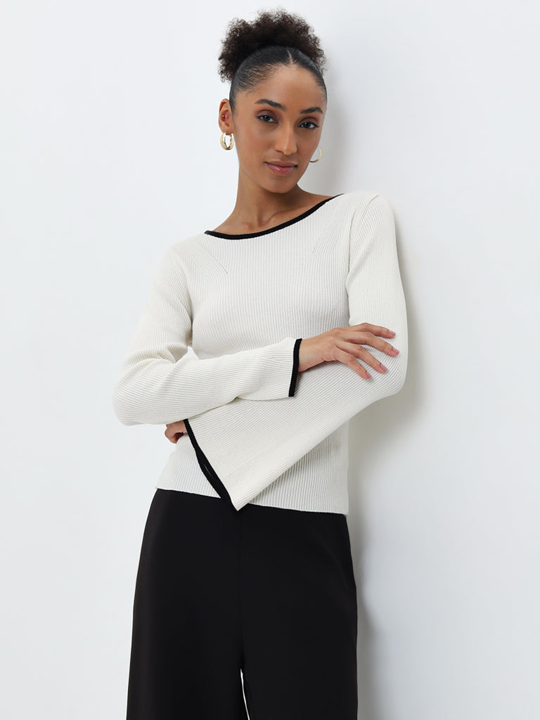 Wardrobe Ivory Ribbed Textured Top