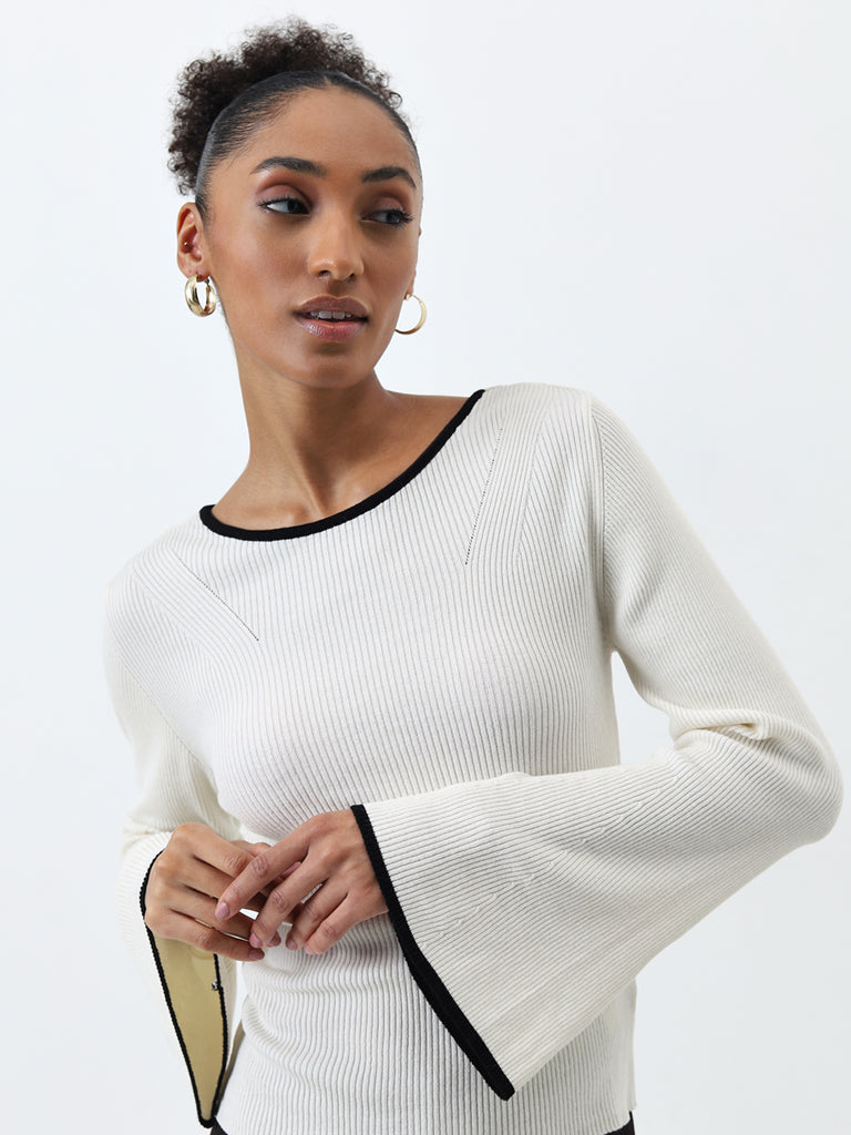 Wardrobe Ivory Ribbed Textured Top