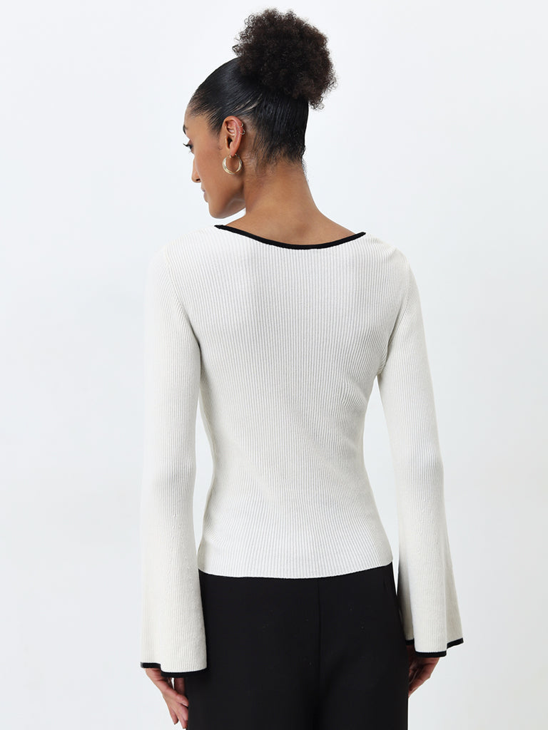 Wardrobe Ivory Ribbed Textured Top