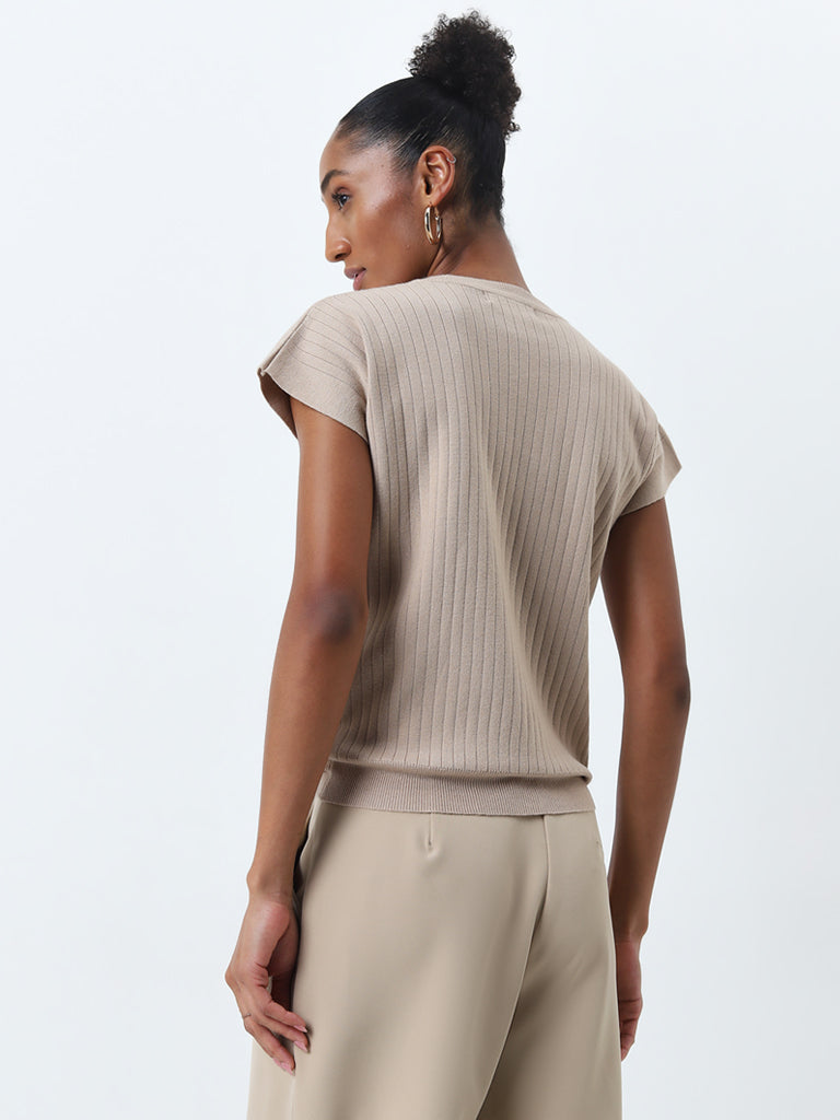 Wardrobe Beige Knit-Textured Top