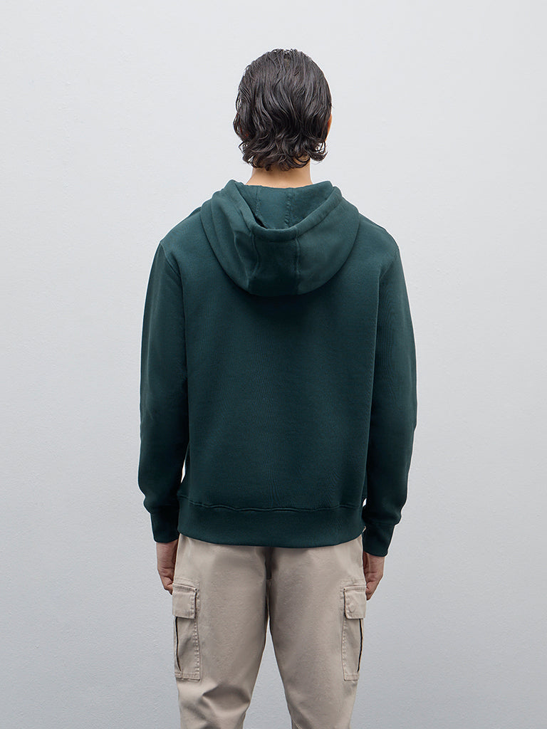 WES Casuals Teal Solid Relaxed-Fit Cotton-Blend Sweatshirt