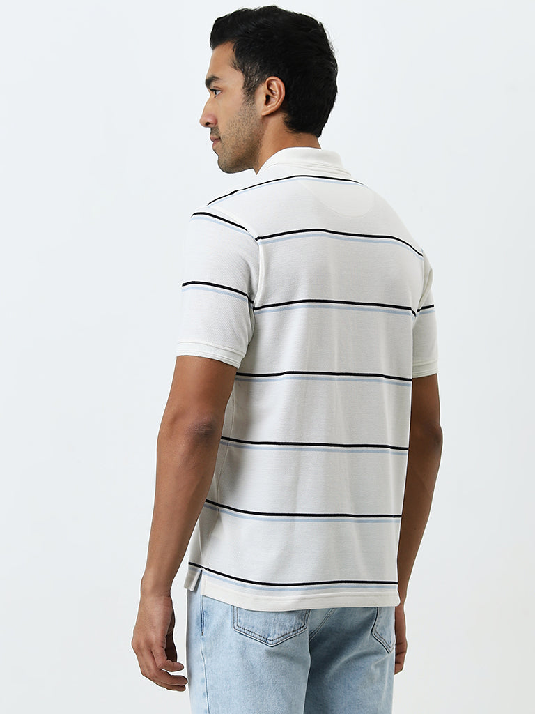 WES Casuals Off-White Relaxed-Fit Polo T-Shirt