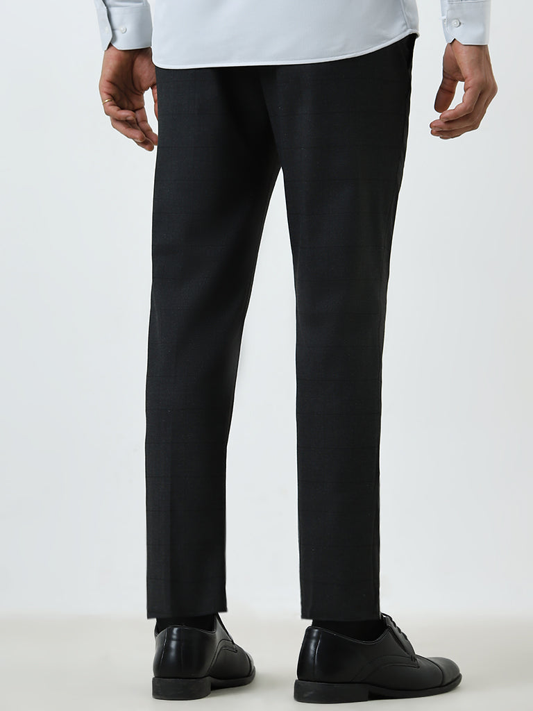 WES Formals Charcoal Slim-Tapered Mid-Rise Trousers