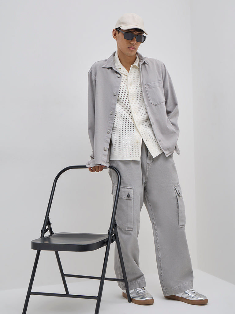 Nuon Off-White Cut-Out Detailed Relaxed-Fit Shirt